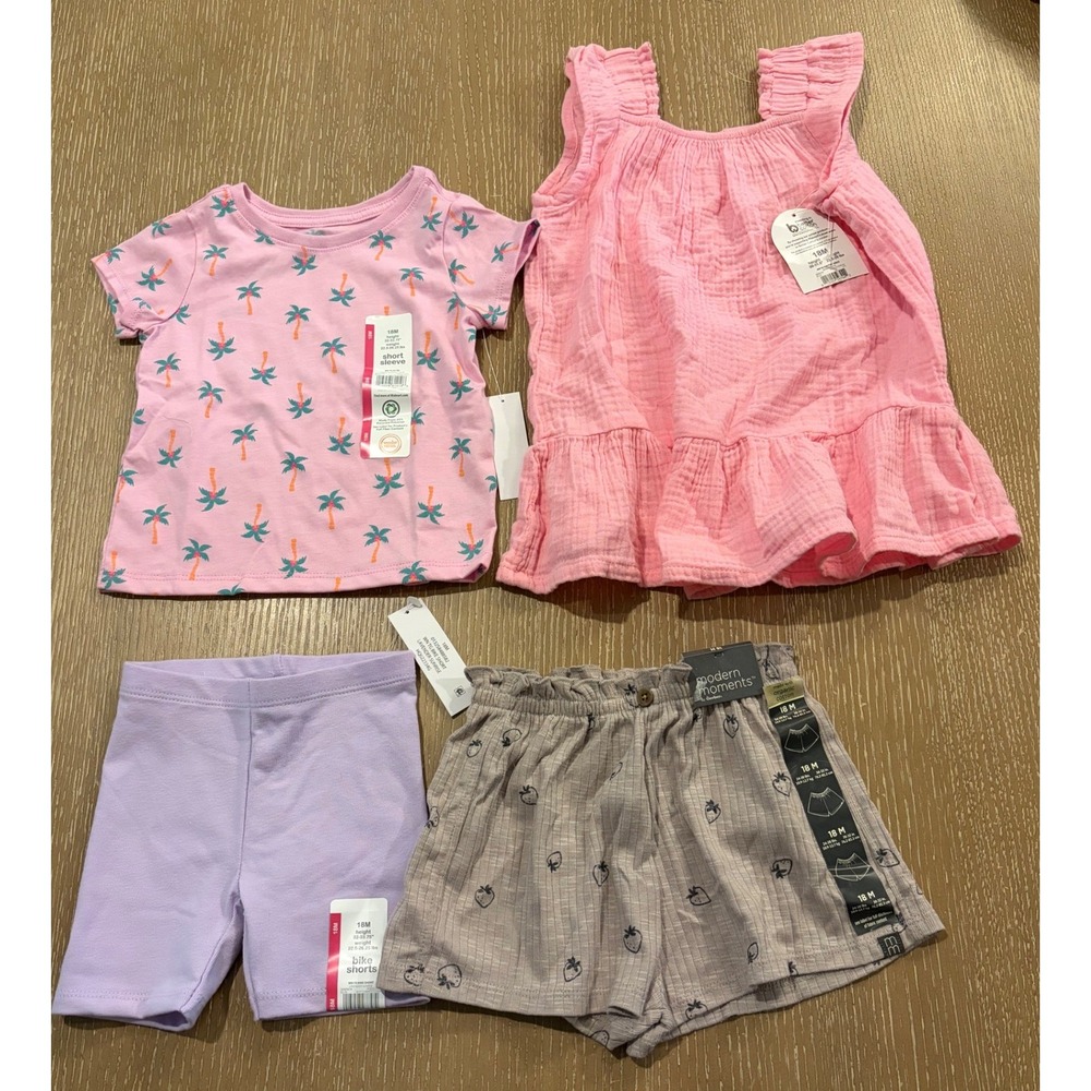 Baby Girl 18M Clothing Lot 4 Piece NWT Dress Shirt Shorts Leggings Summer